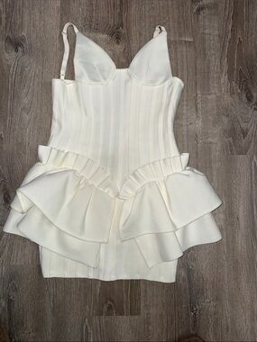 Ivory Ruffled Peplum Mini Dress